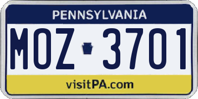 PA license plate MOZ3701