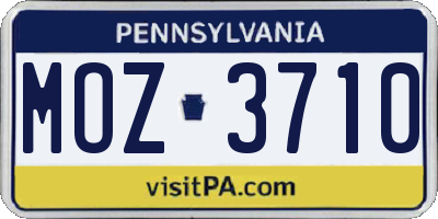 PA license plate MOZ3710