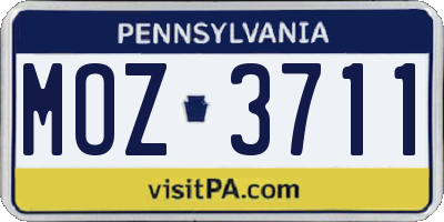 PA license plate MOZ3711