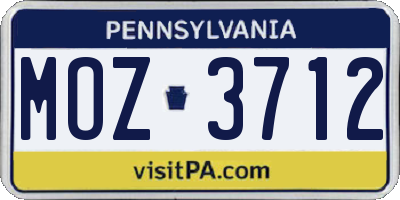 PA license plate MOZ3712