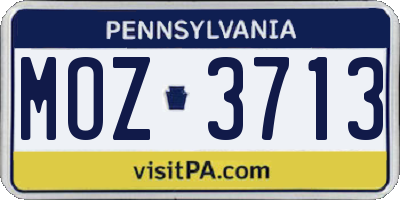 PA license plate MOZ3713