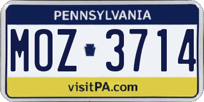 PA license plate MOZ3714