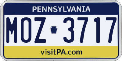PA license plate MOZ3717