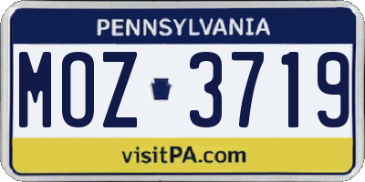 PA license plate MOZ3719