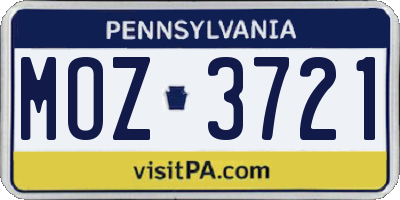 PA license plate MOZ3721