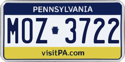 PA license plate MOZ3722