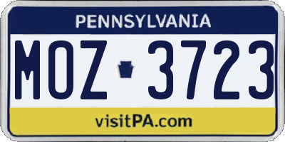 PA license plate MOZ3723