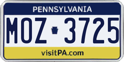 PA license plate MOZ3725