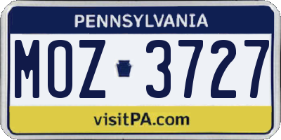 PA license plate MOZ3727
