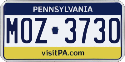 PA license plate MOZ3730