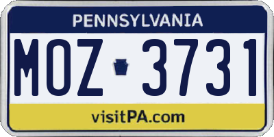PA license plate MOZ3731