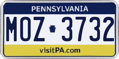PA license plate MOZ3732