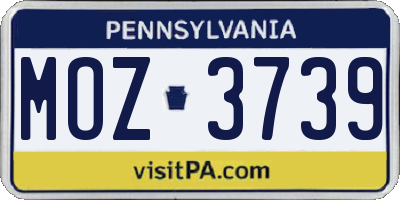 PA license plate MOZ3739