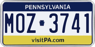 PA license plate MOZ3741