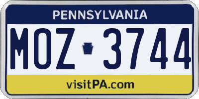PA license plate MOZ3744