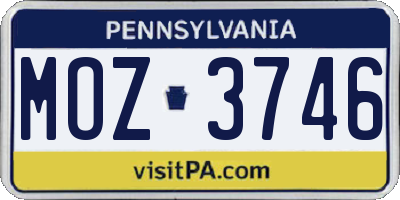 PA license plate MOZ3746