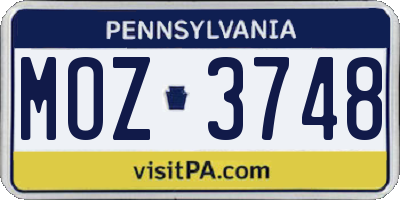 PA license plate MOZ3748