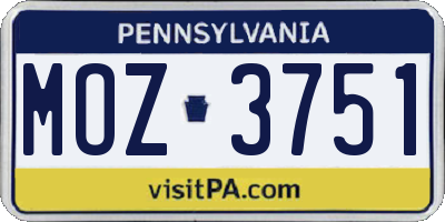 PA license plate MOZ3751