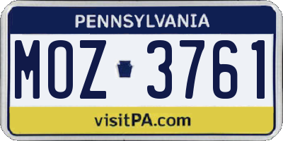PA license plate MOZ3761