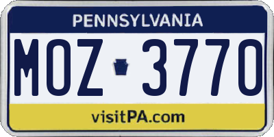 PA license plate MOZ3770