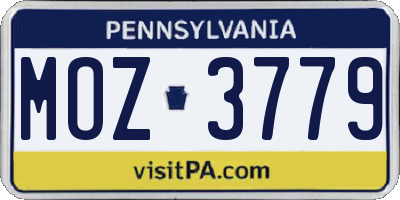PA license plate MOZ3779