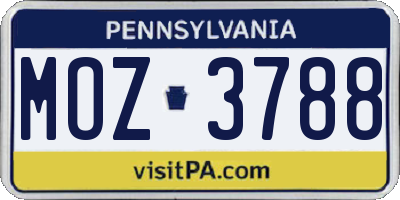 PA license plate MOZ3788