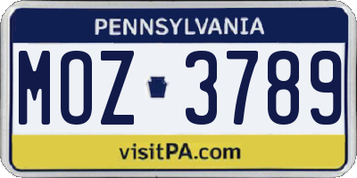 PA license plate MOZ3789