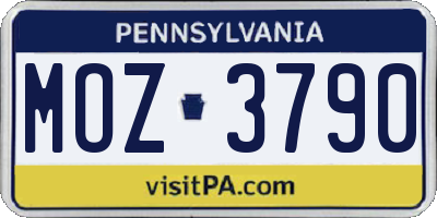 PA license plate MOZ3790