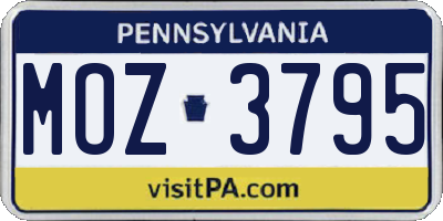 PA license plate MOZ3795