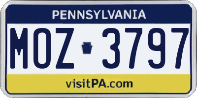PA license plate MOZ3797
