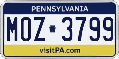 PA license plate MOZ3799