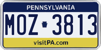 PA license plate MOZ3813