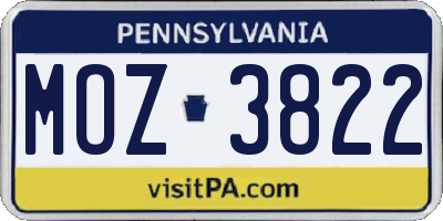 PA license plate MOZ3822