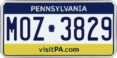 PA license plate MOZ3829