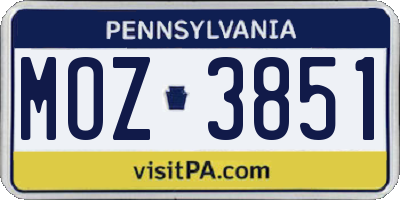 PA license plate MOZ3851