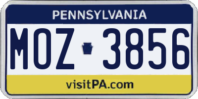 PA license plate MOZ3856