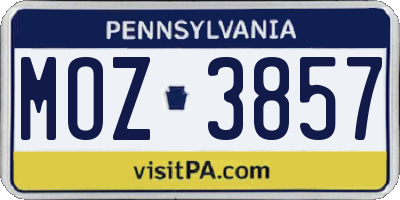 PA license plate MOZ3857