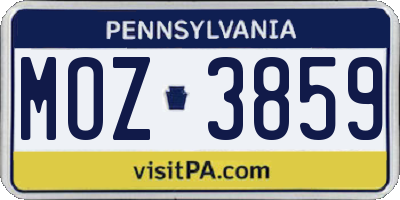 PA license plate MOZ3859