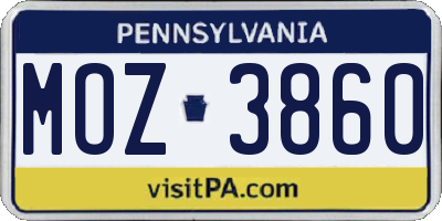 PA license plate MOZ3860