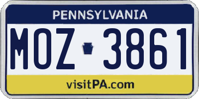 PA license plate MOZ3861
