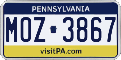 PA license plate MOZ3867