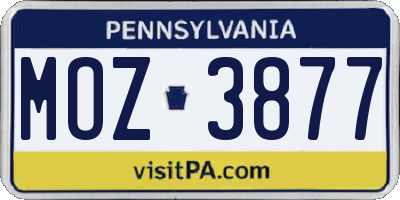 PA license plate MOZ3877