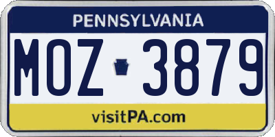 PA license plate MOZ3879