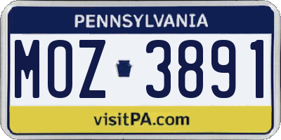 PA license plate MOZ3891