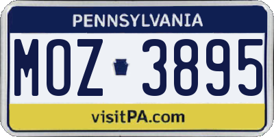 PA license plate MOZ3895