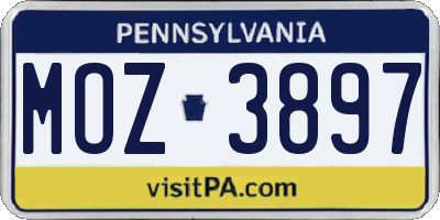 PA license plate MOZ3897
