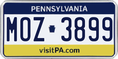 PA license plate MOZ3899