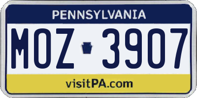 PA license plate MOZ3907