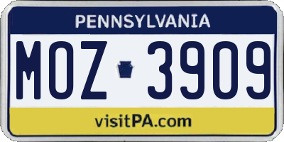 PA license plate MOZ3909
