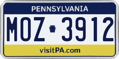 PA license plate MOZ3912